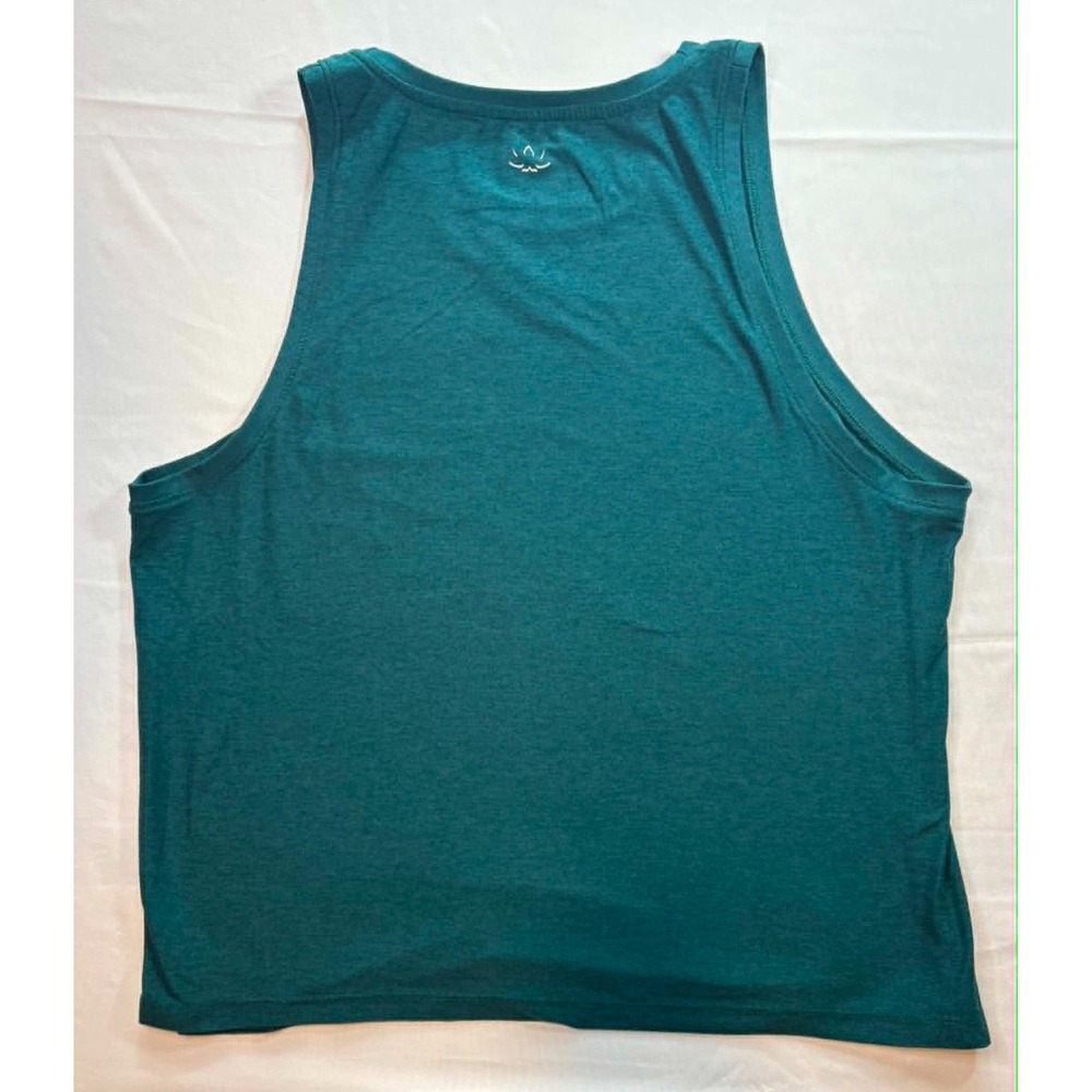 Beyond Yoga Women Spacedye Cropped Tank Top Teal Green High Neck Racerback Gym